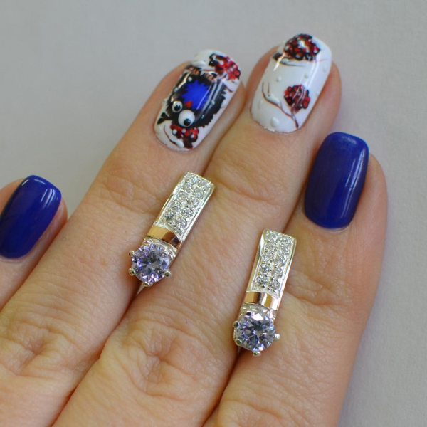 Срібні сережки  зі вставками з золота