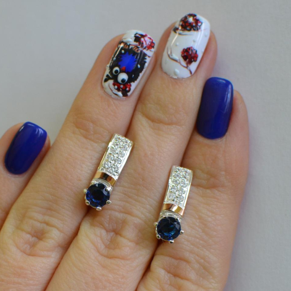 Срібні сережки  зі вставками з золота