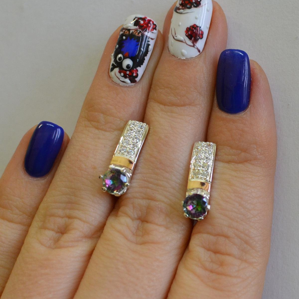 Срібні сережки  зі вставками з золота