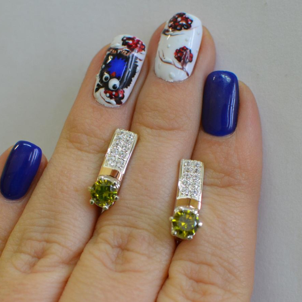 Срібні сережки  зі вставками з золота