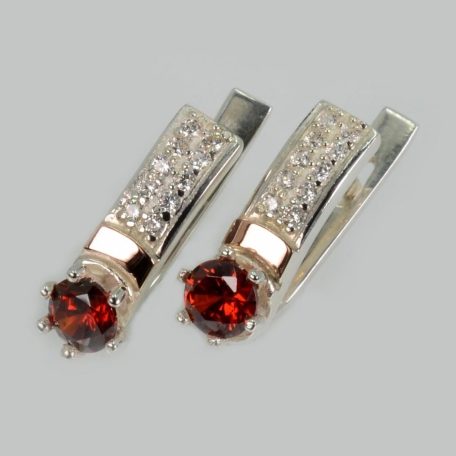 Срібні сережки  зі вставками з золота