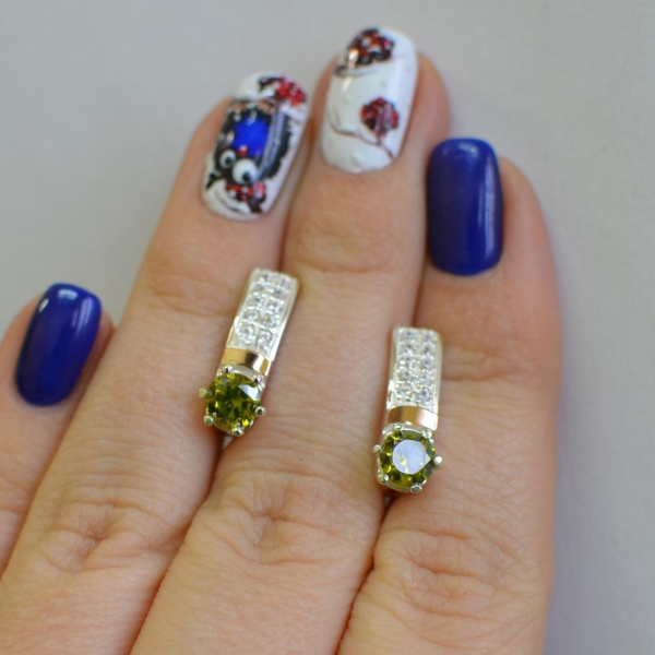 Срібні сережки  зі вставками з золота