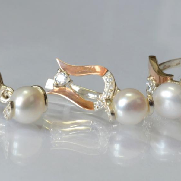 Срібний комплект з пластинами із золота