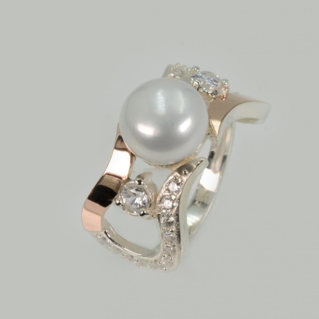 Срібна каблучка з золотими вставками