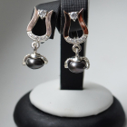 Срібні сережки з накладками з золота