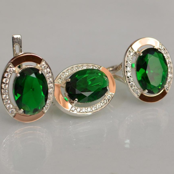 Срібний гарнітур зі вставками з золота