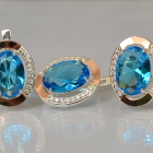 Срібний гарнітур зі вставками з золота