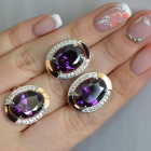 Срібний гарнітур зі вставками з золота