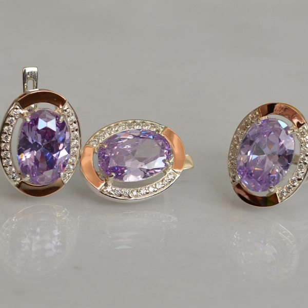 Срібний гарнітур зі вставками з золота