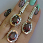 Срібний комплект з золотими пластинами