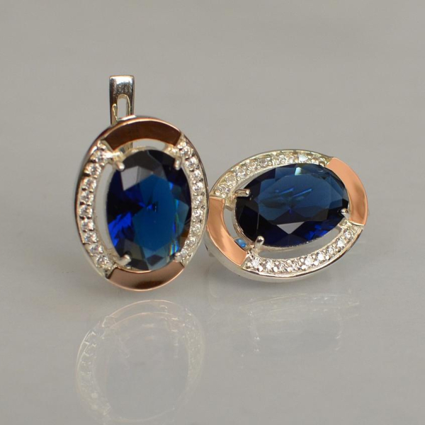 Срібні сережки з золотими вставками