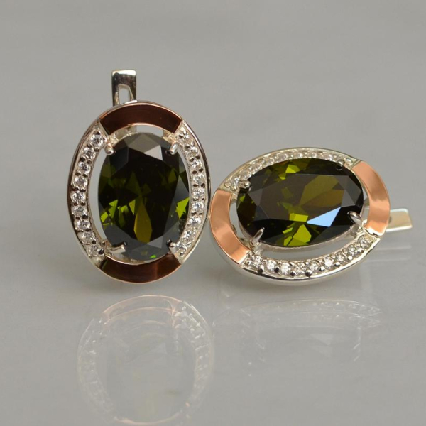 Срібні сережки з золотими вставками