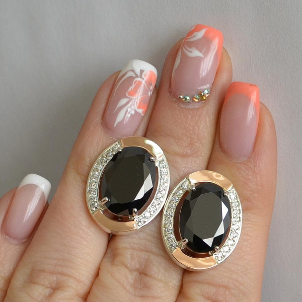 Срібні сережки з золотими вставками