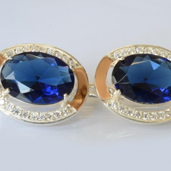 Срібні сережки з золотими вставками