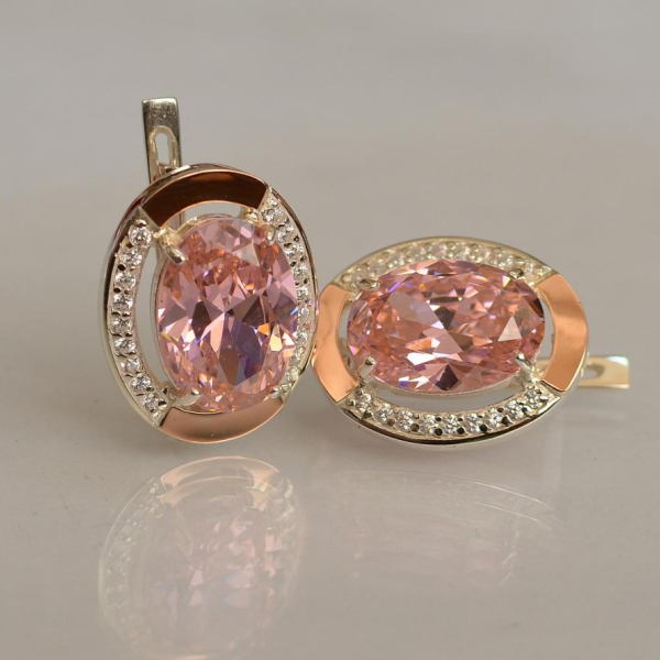 Срібні сережки з золотими вставками