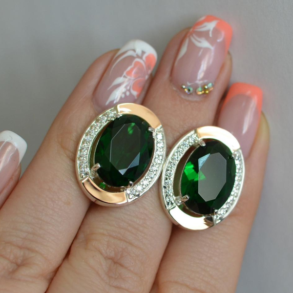 Срібні сережки з золотими вставками