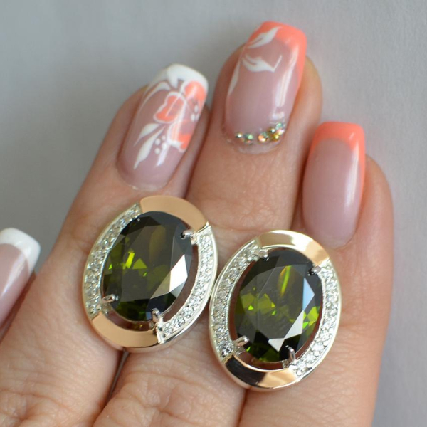 Срібні сережки з золотими вставками