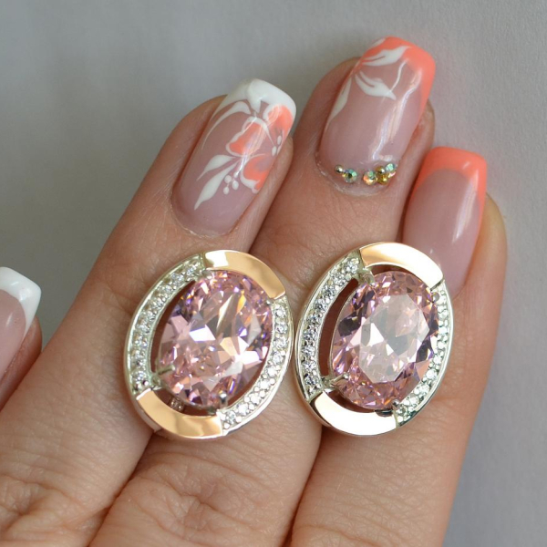 Срібні сережки з золотими вставками