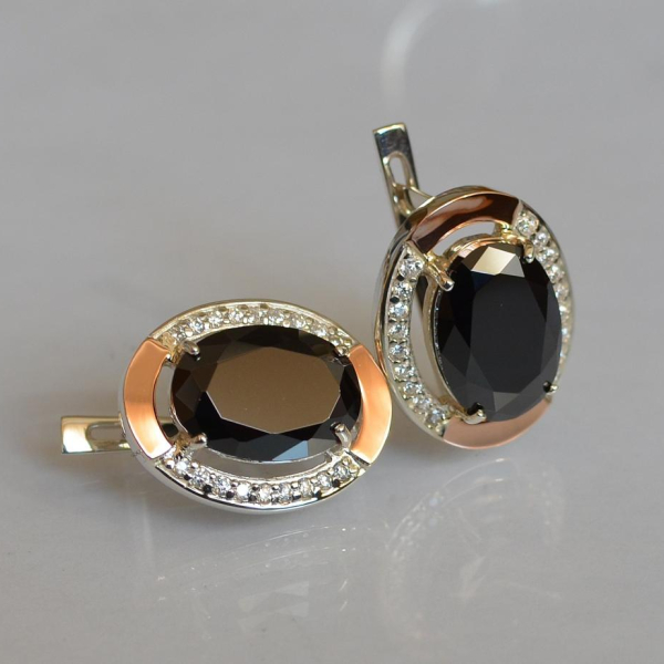 Срібні сережки з золотими вставками