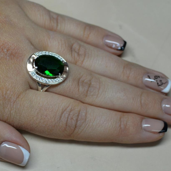 Срібна каблучка  зі вставками з золота