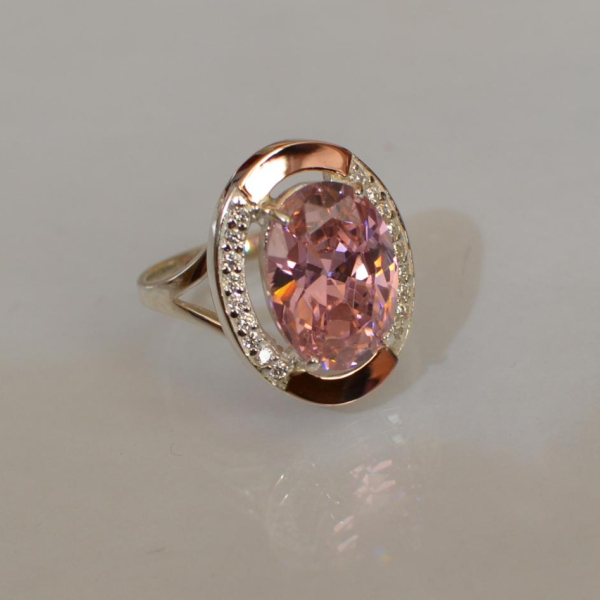 Срібна каблучка  зі вставками з золота