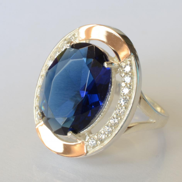 Срібна каблучка  зі вставками з золота