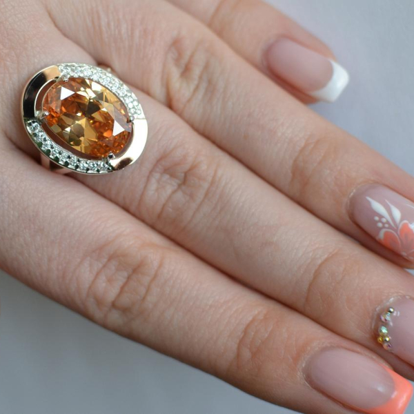 Срібна каблучка  зі вставками з золота