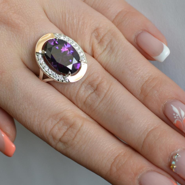 Срібна каблучка  зі вставками з золота