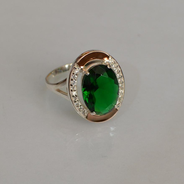 Срібна каблучка  зі вставками з золота