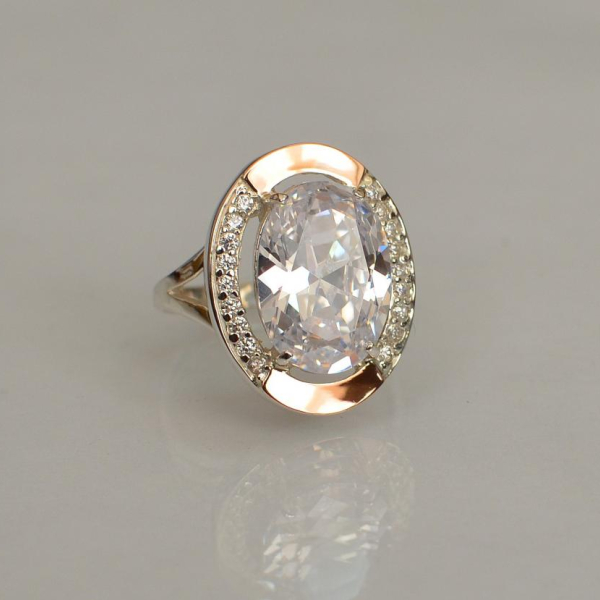 Срібна каблучка  зі вставками з золота