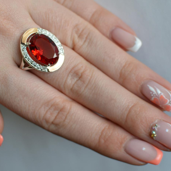 Срібна каблучка  зі вставками з золота