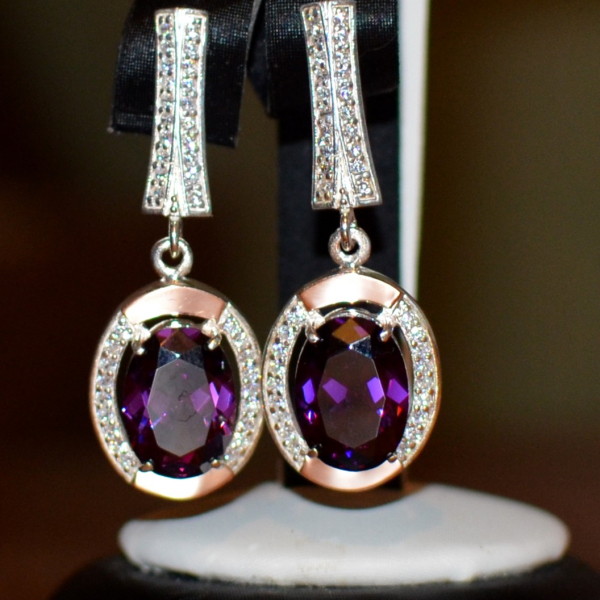 Срібні сережки  зі вставками з золота