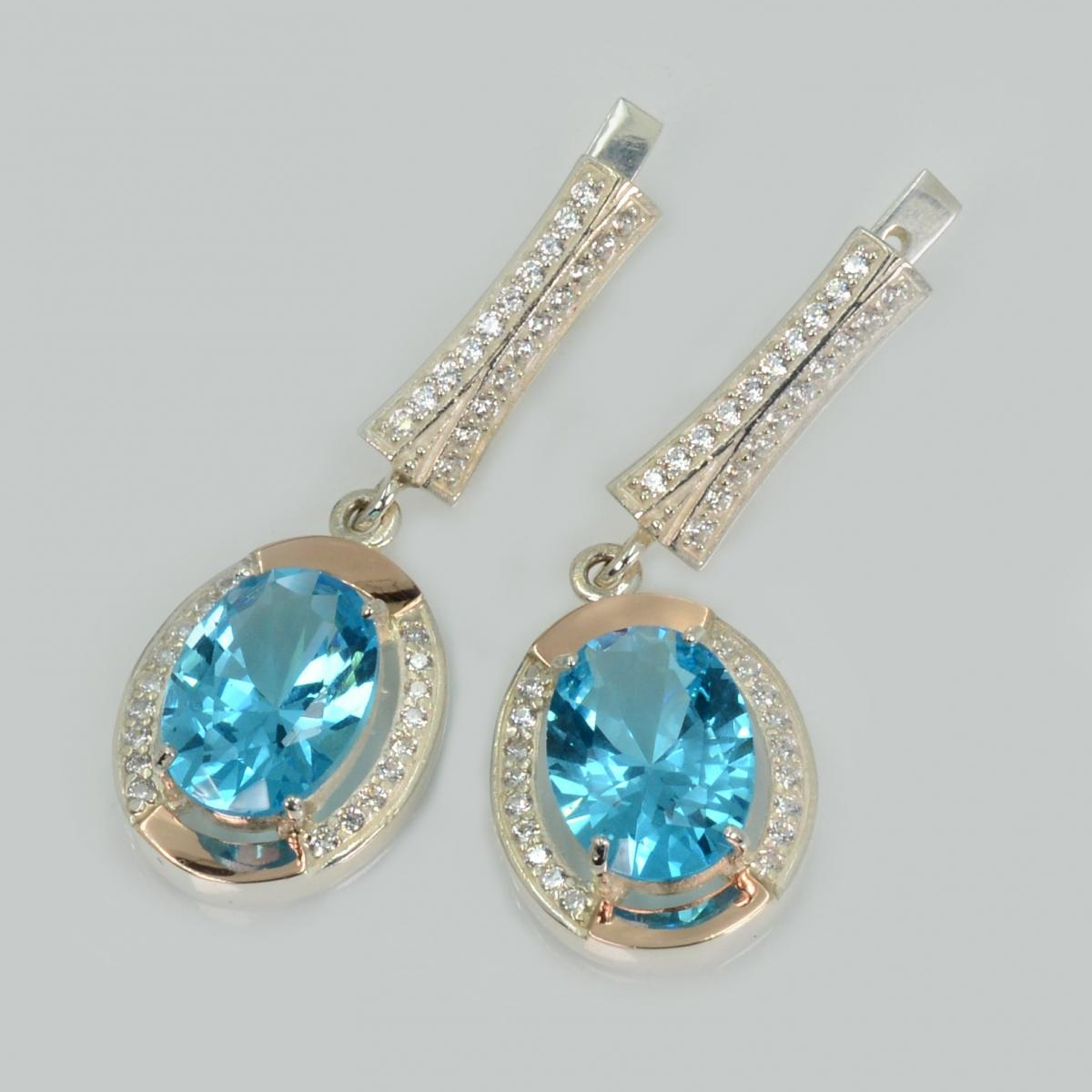 Срібні сережки  зі вставками з золота