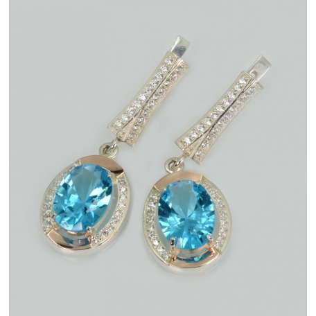 Серебряные серьги со вставками из золота