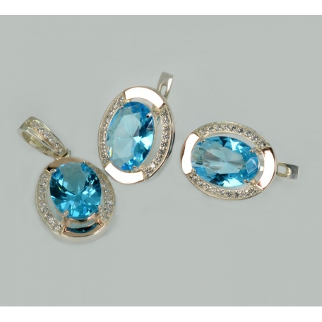 Серебряный набор серьги и подвес