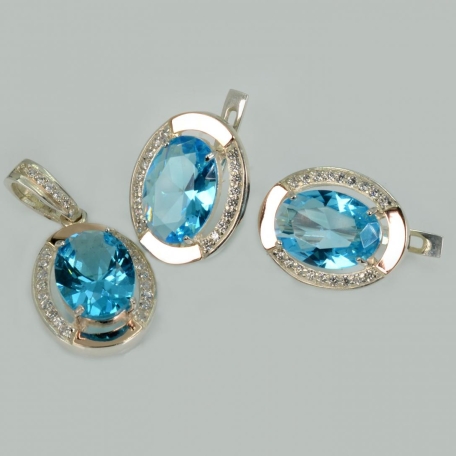 Срібний набір сережки і підвіс