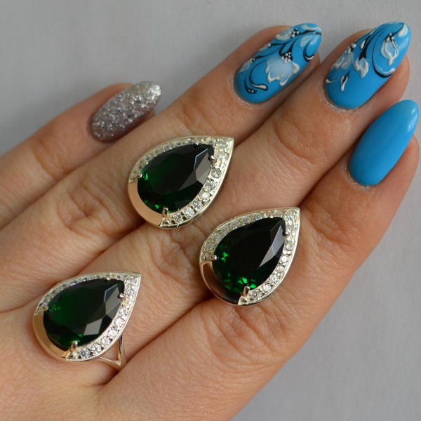 Срібний гарнітур з золотом