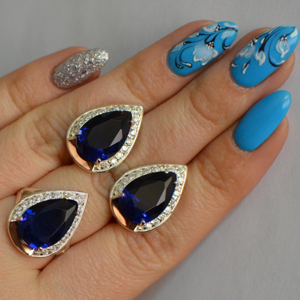 Срібний гарнітур з золотом