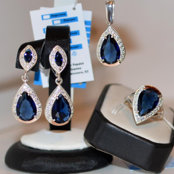 Срібний набір з напайками з золота