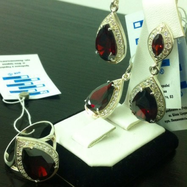 Срібний набір з напайками з золота