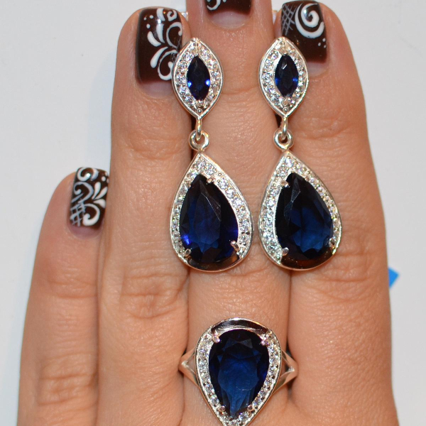 Срібний набір з напайками з золота