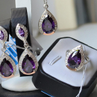 Срібний набір з напайками з золота