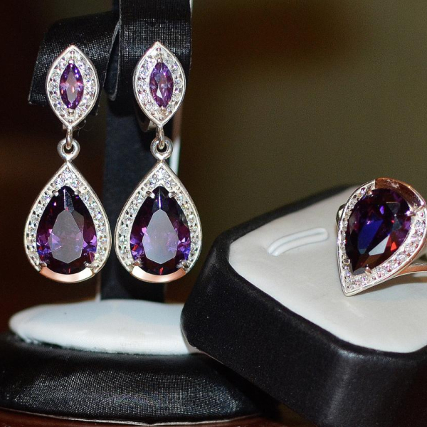 Срібний набір з напайками з золота