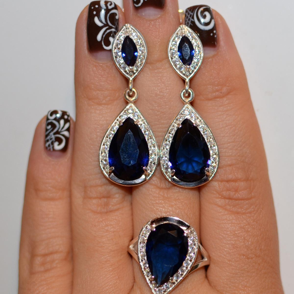 Срібний набір з напайками з золота