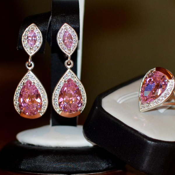 Срібний набір з напайками з золота