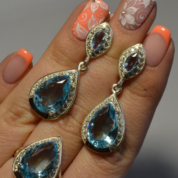 Срібний набір з напайками з золота