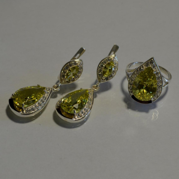 Срібний набір з напайками з золота