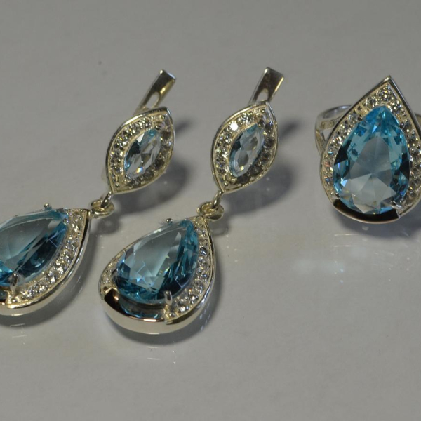 Срібний набір з напайками з золота