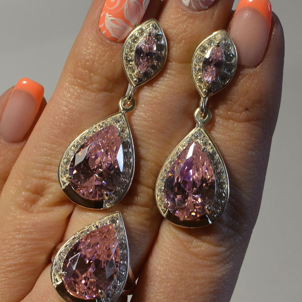 Срібний набір з напайками з золота