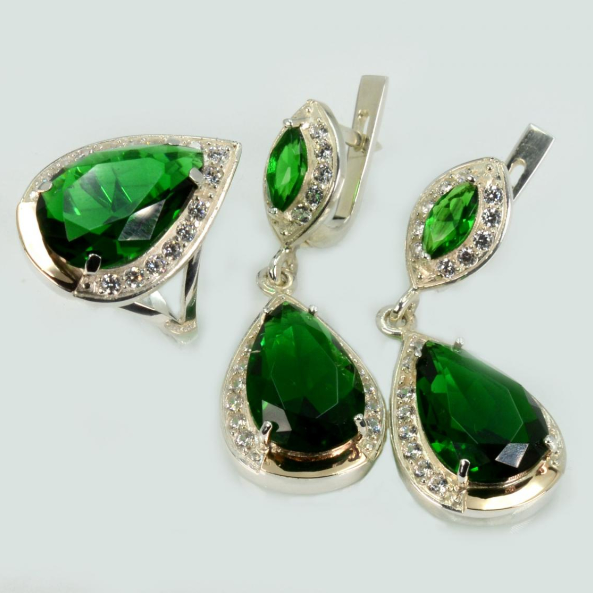 Срібний набір з напайками з золота